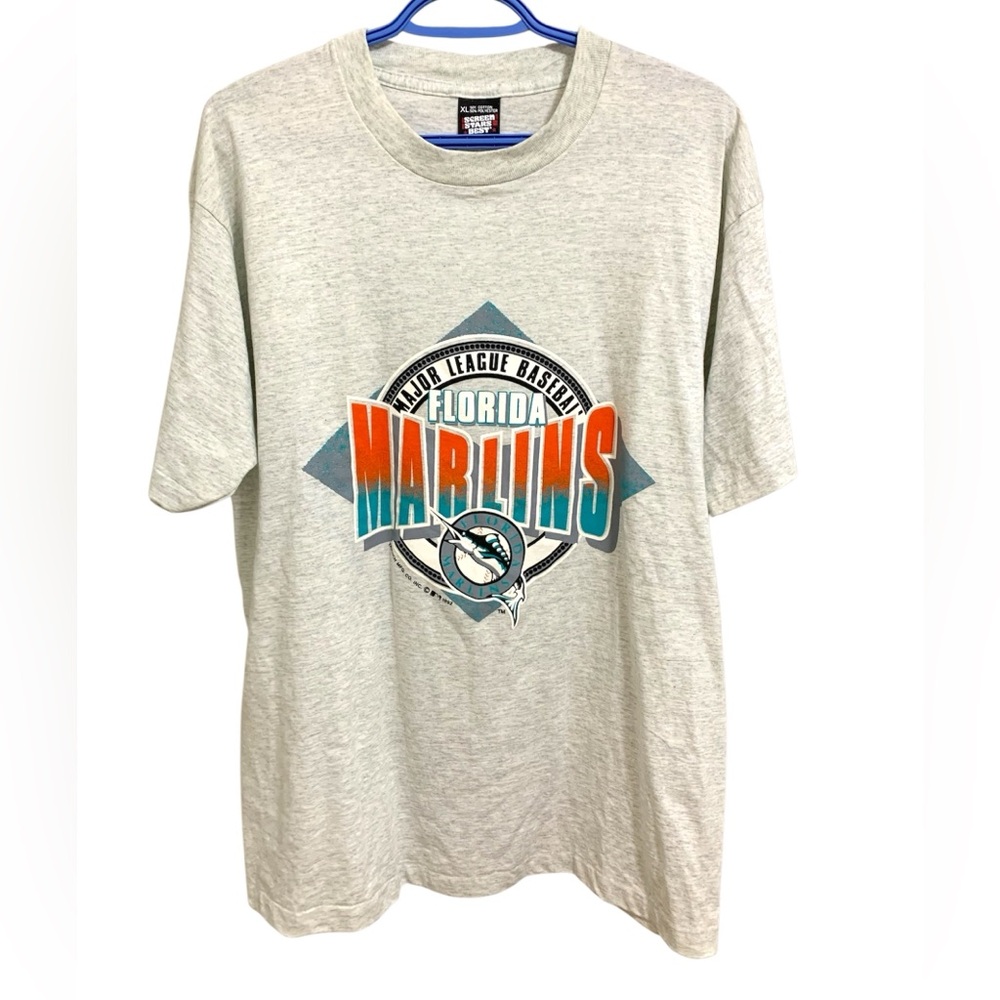 Vintage 1992 Florida Marlins Baseball MLB T-Shirt Single Stitch Size XL Extra L